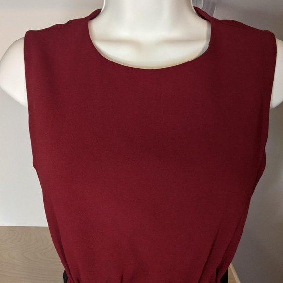 Zaikamoya Dark Red Dress with Black Velvet Sash - Picture 6 of 8